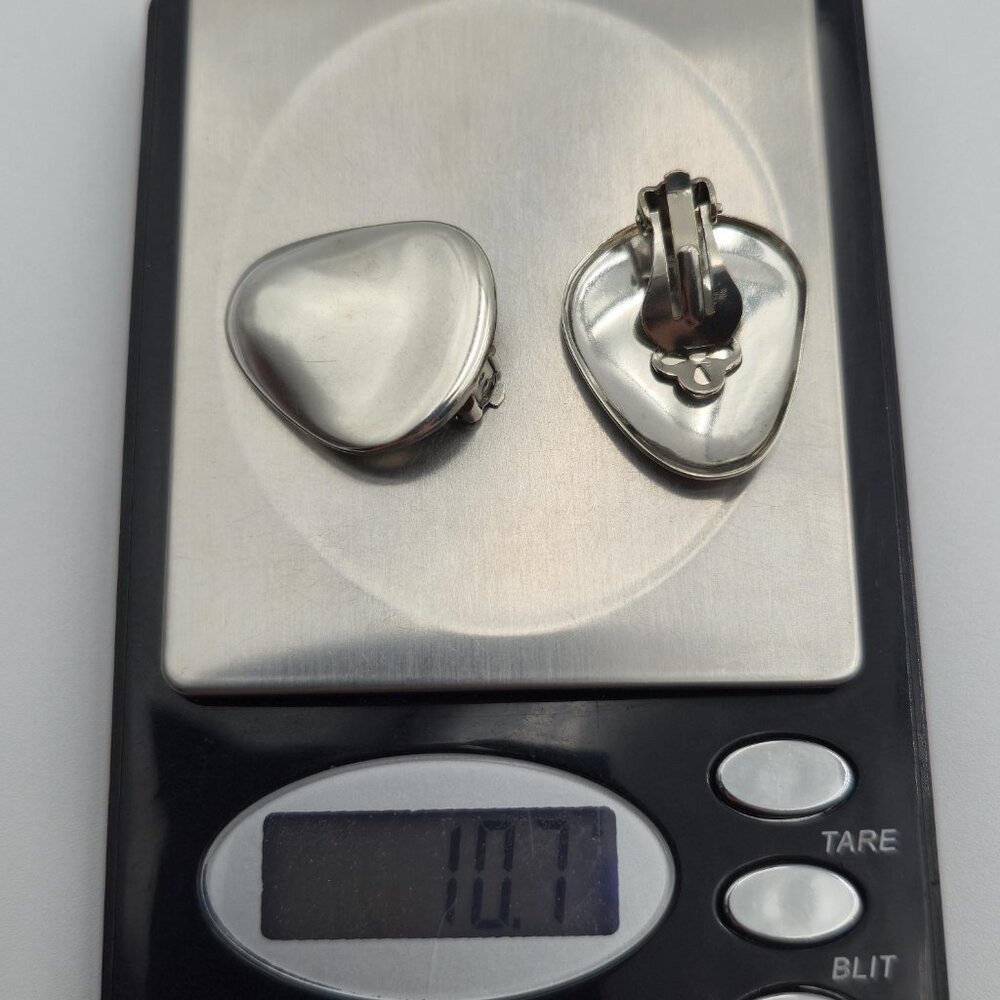 Sterling Silver Solid Bright Simple Shape Clip On… - image 5